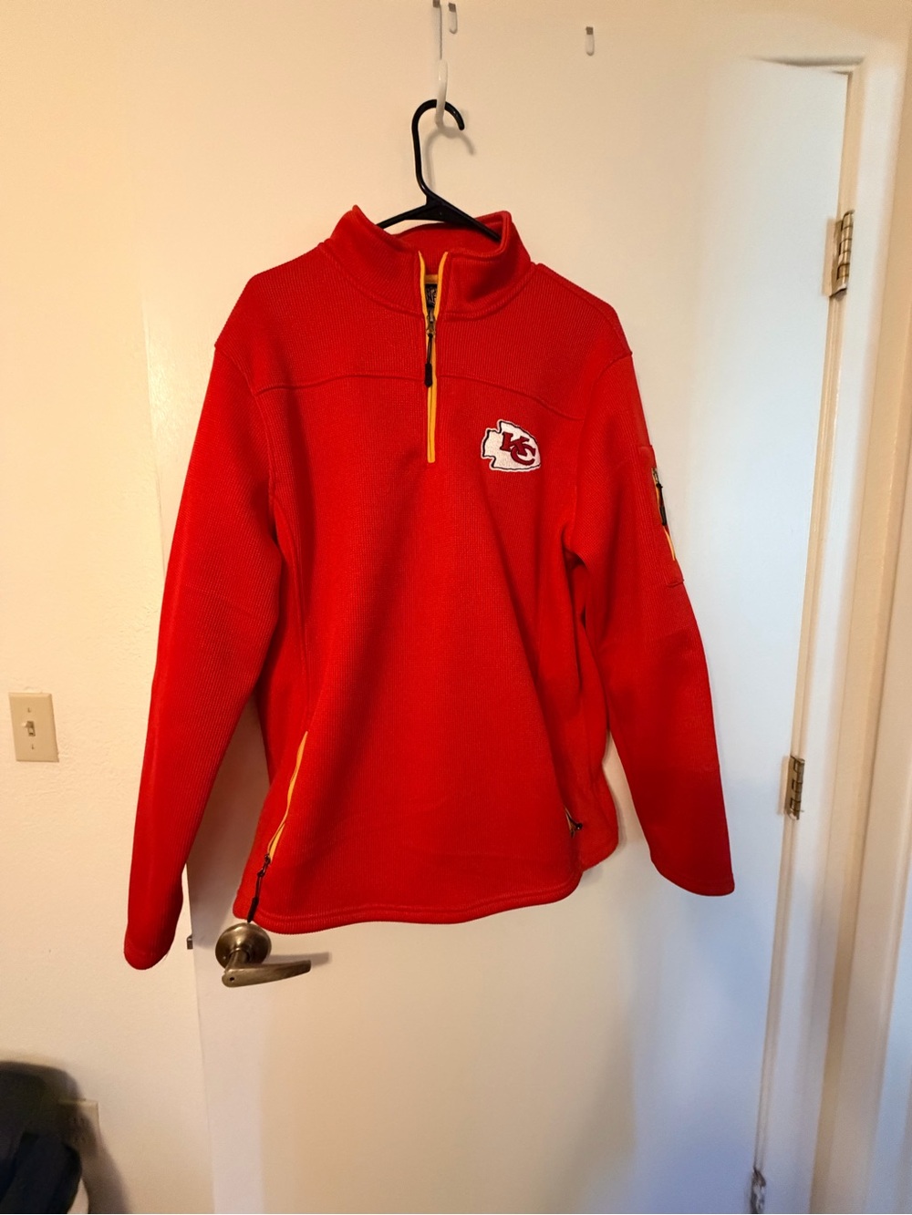 Kansas City Chiefs NFL Team Apparel Quarter Zip Pullover Jacket Medium Red